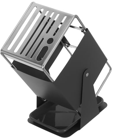 Ciieeo Portacuchillos de Acero Inoxidable Giratorio 30° con Ranuras Flexibles Organizador de Almacenamiento para Cuchillos Soporte de Cocina Gris Compacto Que Ahorra Espacio