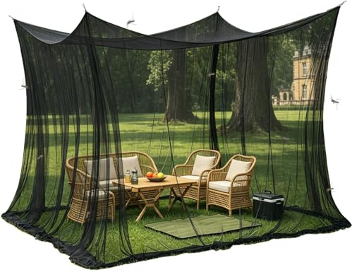 Tenda Zanzariera xxl per Esterni,300 x 300 x 250 cm,Zanzariera Letto Matrimoniale Quadrata,zanzariera outdoor XXL,rete antinsetti 220 Mesh,per terrazza, Rete Anti-zanzare Balcone, Tenda