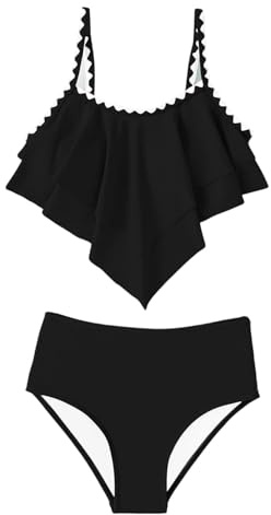 Maillot de Bain Fille 2 Pieces Ensemble Bikini Volants Enfants Bustier et Slip Maillot de Bain Été Ensembles Bikini pour Filles 7-16 Ans 5f28