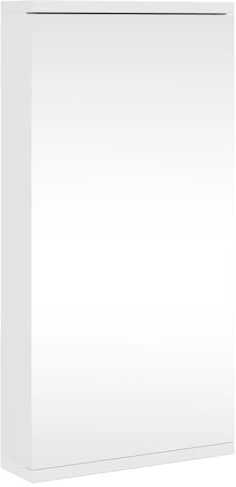 QJBSAVVA Armario de esquina con espejo, color blanco, 30 x 24 x 60 cm, ahorra espacio, armario de baño de madera con revestimiento de melamina, armario de esquina colgante con espejo para baño y aseo