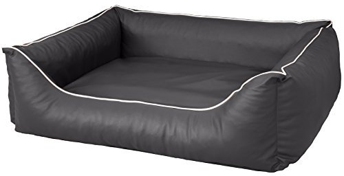 CopcoPet Hundebett Rocco Grau 80 x 60 cm – Wendebett aus pflegeleichtem Kunstleder – Waschbar & bequem – Mit erhöhtem Rand – Formstabiler Schlafplatz für kleine Hunde