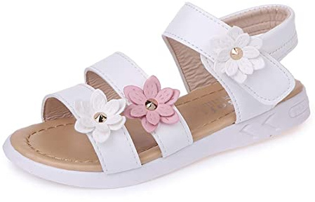 QZBAOSHU Sandalett Flicka Barnsandalett Flicka Sommar Sandalett Flicka Läder, Vitt och blått, 36 EU