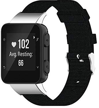 FitTurn Gewebtes Nylon-Armband, kompatibel mit Garmin Forerunner 35/Forerunner 30 Ersatzarmband mit verstellbarem Armband, Fitnessarmband, Armband für Forerunner 35/30 Uhr (schwarz)