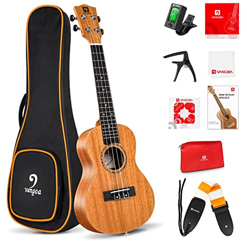 Vangoa Tenor Ukulele 26 Zoll Mahagoni Ukulele Starterset für Erwachsene und Kinder mit Tasche, Handbuch, Riemen, Metall-Kapodaster und Stimmgerät