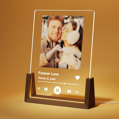 LUCKOR Personalised Spotify Photo Frame, Custom Acrylic Plaque Night Light | Anniversary Birthday Gifts for Him, Valentines Gifts for Girlfriend Her Boyfriend Couples Husband Wife Women Men