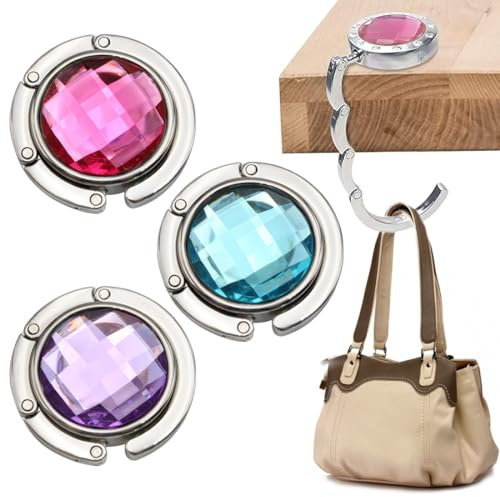 GNHG 3 Stück Taschenhalter für Tisch,Tisch Handtaschenhalter Haken, Taschen Halterung Tisch,Faltbare Handtasche Haken, Handtasche Tasche Aufhänger, Faltbare Antirutsch Taschenhaken Halterung