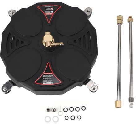 2500PSI 1/4 Inch Quick Plug Stainless Steel Power Washer Accessory for Patios 13 Inch Pressure Washer Surface Cleaner Attachment with 4 Wheels