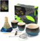 TEANAGOO Matcha Set Matcha Whisk Matcha Bowl con pico vertedor Scoop Matcha Whisk Holder Tea Making Kit. Juego de té japonés (7 piezas) + 2 tazas (5.6oz),S33,Gradient Navy Black