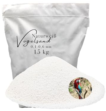 Aquagran 15kg Vogelsand 0,1-0,6 mm ohne Zusatzstoffe wie Anis und Grit weisser keimfrei qualitativ hochwertig Bodengrund für Käfige