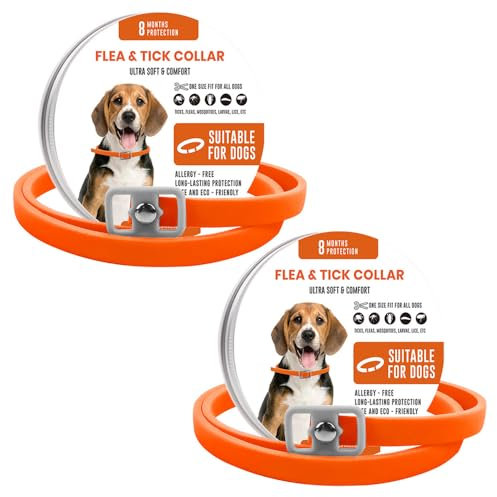 BKEPDY Hundehalsband für Hunde 2 Stück Effektiver Schutz vor Ungeziefern und Zecken Wasserdicht und Größenverstellbar mit Natürlichen Inhaltsstoffen