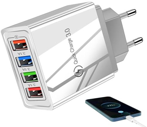 Chargeur de téléphone, tête de Chargement | Chargeur Mural de téléphone Portable 4X Plus Rapide - Adaptateur USB à Chargement Ultra Rapide, chargez Quatre appareils à la Fois pour Smartphones