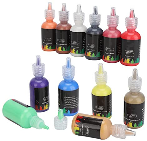 Metallic-Acrylfarbe, Modellauto-Lack, 12 Farben, Perlglanz-Stofffarbe, DIY-Farbe auf Wasserbasis für Kleidung, Auto, Leder, Wandkunst, Kunsthandwerk