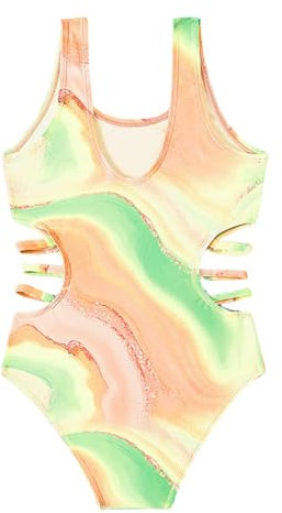 Einteiliger Badeanzug FüR MäDchen MäDchen Badeanzug Sommer Bikini Badebekleidung Hawaii Elastische Drucken Kreuz-Schultergurt Bademode Sport Badebekleidung LäSsig Strand Sport Bademoden