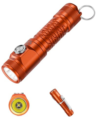 RovyVon Linterna recargable AA145 2 x USB-C – 800 lúmenes, base magnética, IP68, doble batería, linterna EDC para camping, exterior y senderismo