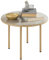 Outsunny Round Coffee Table, Modern End Side Table with Faux Marble Tempered Glass Top, Steel Frame for Living Room, Bedroom, Office, Beige