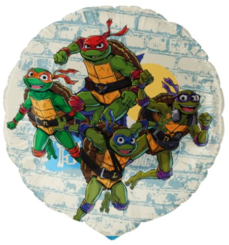 BeenSmile, Globos de Cumpleaños Tortugas Ninja, Decoración de Cumpleaños, Globo de Helio o Aire Especial para Decorar Fiestas, Material muy Resistente, 46 Cm, 1 Unidad