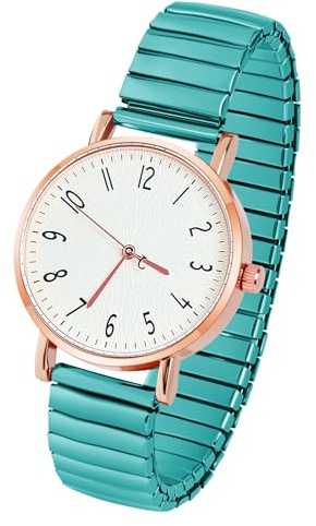AOOSU Orologio Analogico, Orologio Elastico con Cinturino in Metallo, Orologios da Polso Digitale da Donna (Verde)