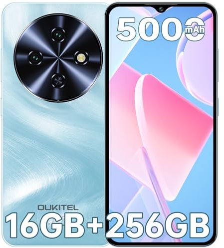OUKITEL C5 Smartphone Ohne Vertrag, 16GB RAM+256GB ROM/1TB Erweiterbar Handy Ohne Vertrag, 6.52 HD+ Handy, Simlockfreie Handys mit 5000mAh Akku, 13MP+5MP Kamera, Face ID/Dual SIM/GPS/OTG, Blau
