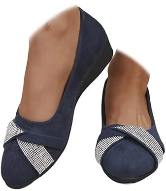 Zapatos de cuero ligeros para mujer, cómodos, con soporte de arco, de cuña, sin cordones, de tacón bajo, para el trabajo, bailarina, mocasines, 38 EU