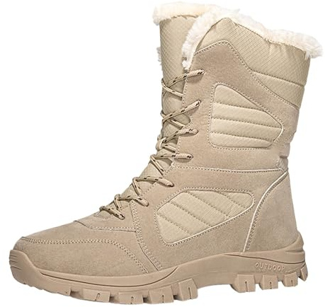 Botas de invierno para mujer, forradas, botas de nieve con cordones, zapatos de invierno forrados cálidos, zapatos de trekking resistentes al deslizamiento, botas para mujer, impermeables, resistentes