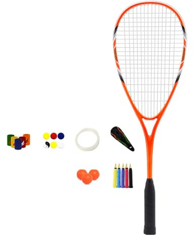 Kfwfuaee Racchetta da squash leggera per principianti con telaio in lega di alluminio resistente con presa comoda e assorbimento degli urti