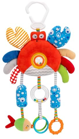 Travel Toy Bar - Interactive Plush Play for Rear Facing Seats | Cotton Blend Materials with Crinkle Mirror Elements, Detachable Car Engagement Kit, Comfort Companion 15.75x9.06x1.38 in