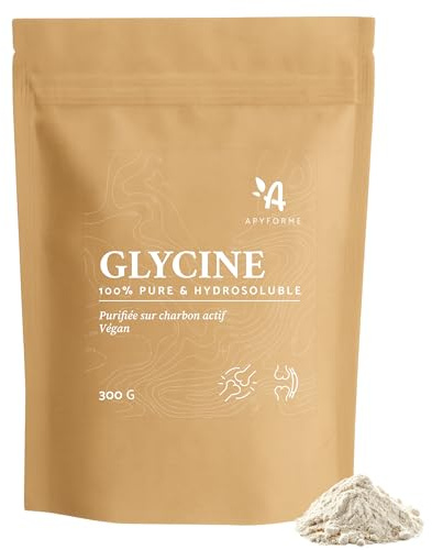 Apyforme - Glycine Pure en Poudre - 99% de Pureté et Purification Charbon Actif - Soutien du Collagène Articulaire et Récupération Musculaire - 300 g