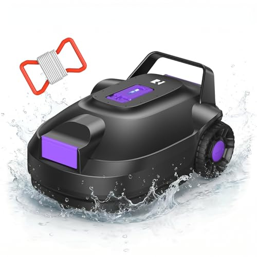 Redkey S200 Robot Piscina, Robot Limpiafondos Piscina Sin Cable con Doble Motore, Doble Succión, 180 Min de Limpieza, Estacionamiento Automático, para Piscinas de Fondo Plano 100 m²(Violeta)