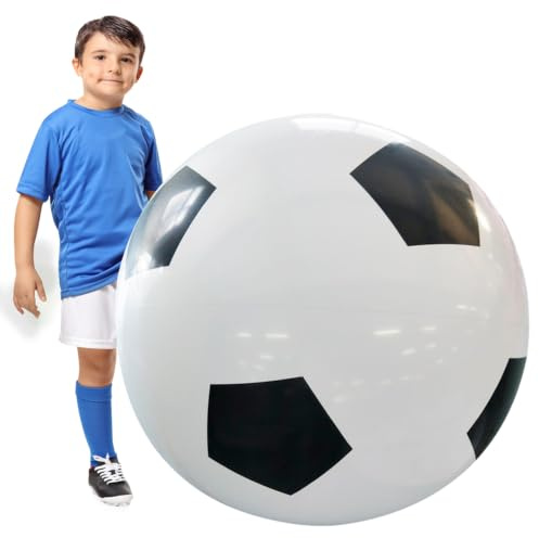 RNPKZ Balón de fútbol de 80 cm de diámetro grande, gigante inflable pelota de agua gigante de goma resistente, inflable con bomba de mano, pelota de playa extra grande, juguete para interior y