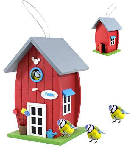 VOGELEINFAMILIENHAUS VOGELVILLA rot Nistkasten Vogelhaus - Für die kleine Spatzenfamilie 047