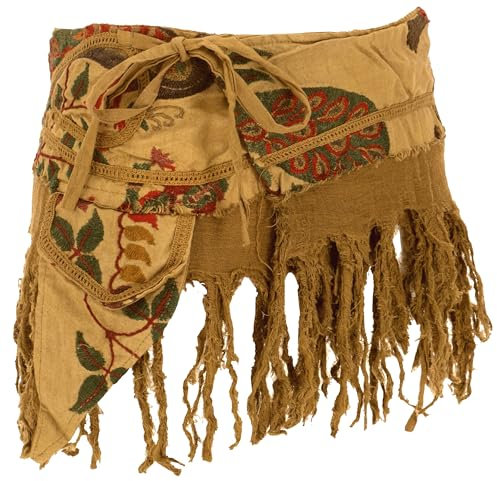GURU SHOP Goa Minirock, Wickelrock, Cacheur, Fransenrock, Damen, Massala, Baumwolle, Size:40