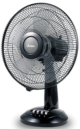 ARDES - AR5S31 Ventilateur de table Ardes 30 cm Modèle Penny 5 Pales Oscillant avec inclinaison réglable Ventilateur Ardes 3 vitesses Silencieux Total Black