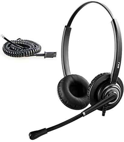 MKJ RJ9 Phone Headset with Microphone Noise Canceling for Landline Phone