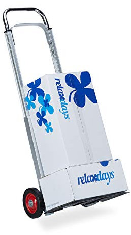 Relaxdays Carretilla de Mano Plegable hasta 200 kg, Metal, Plateado, 107 x 40 x 40,5 cm
