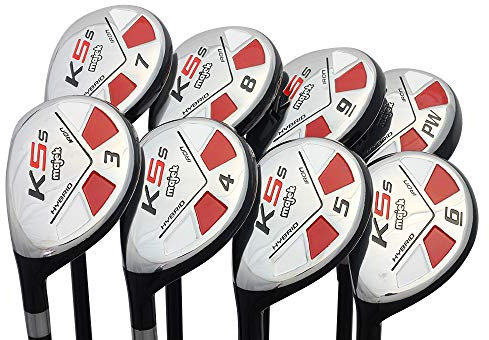 Juego completo híbrido de golf Majek para hombre para zurdos, que incluye: #3, 4, 5, 6, 7, 8, 9, PW Senior Flex, total de 8 palos flexibles de utilidad A