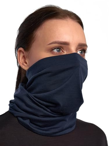 Merino.tech Scaldacollo Lana Merino - Foulard Uomo Lana Merino per Uomo e Donna (Navy)