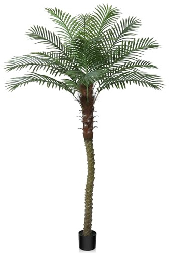 Ferrgoal 7Ft Artificial Sago Palm Tree Tall Fake Palm Plant with 12 Pcs Adjustable Leaves Tropical Decor Plastic Faux Tree in Pot Realistic Fake Plants for Home Indoor Office Patio Porch