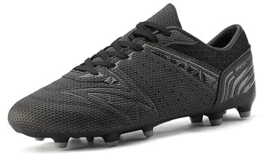 DREAM PAIRS Herren Fußballschuhe Jugen Trainingsschuhe Professionelle Stollen Spikes Cleats Outdoor Sport Football Schuhe,Size 45,SCHWARZ/DUNKELGRAU,160859-M-E