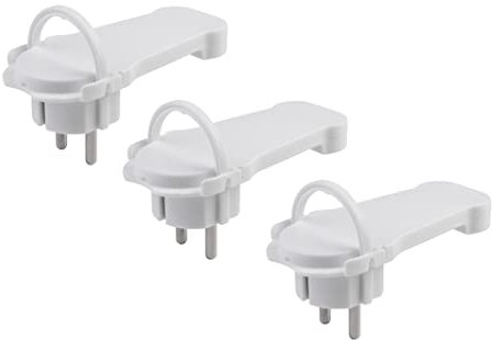 Meister Connettore Bianco – Pratico Set da 3 Pezzi – con Staffa Pieghevole – Adatto per Cavi con Sezione Cavo da 1,5 mm² – IP20 Interni/Spina con Contatto di Protezione Extra Piatta / 7421090