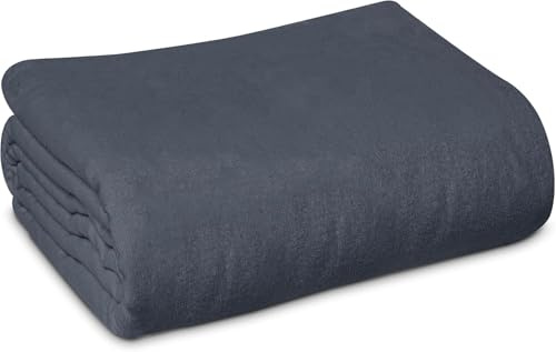 Linteum Textile Supply Cotton Blended Hospital Patient Bath Blanket, Bed Bath Sheet, Queen Blanket Lightweight Sheet Blankets 90x90 in, 2.25 lb. Charcoal