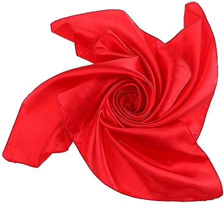 Lusofie Bufanda de Seda Bufanda de Gasa Bufanda de Cuello Cuadrado Pañuelo Bufanda de Cinta Vintage Bufanda de Seda para Mujeres y Niñas 60 × 60 cm (Rojo)