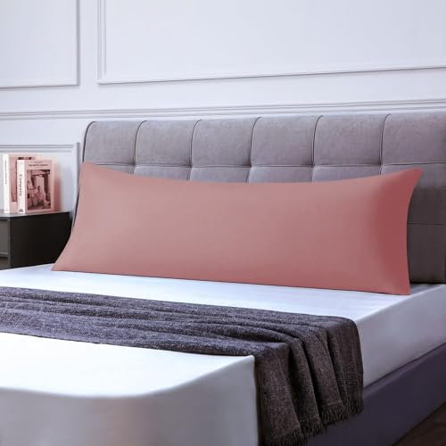 Seitenschläferkissen Bezug 50x150 (1er) - Kissenbezüge Mikrofaser - Kissenhülle Mit Reißverschluss - Kopfkissenbezug, Weich Atmungsaktiv - Dunkelrosa