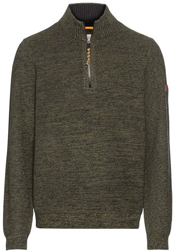 camel active Herren Stricktroyer aus Baumwollmix Dunkelgrün, Menswear-XL