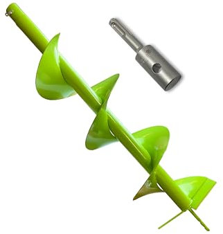 WERHE Barrena de tierra para máquina perforadora con adaptador SDS Plus ⌀200 mm, 80cm de longitud - Barrena para pozos, plantación de árboles, barrena para hoyos de tierra, barrena para pilotes