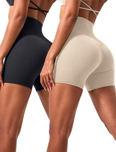 VOENXE Pantaloncini Palestra Donna,Vita Alta Shorts Sportivi Leggins Corti,Pantaloncino Yoga Push Up,Pantaloni Corti Fitness Elastici,Biker Shorts Women per Ciclismo Jogging