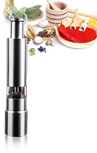 Elegauit Macinapepe Manuale in Acciaio Inossidabile, Professionale Acryl Trasparente Macina Sale e Pepe, Macina Pepe Classico da Cucina per Macinare Spezie, Cumino, Sesamo, Paprika