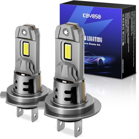 KOYOSO Lampadine LED H7 55W: 20000LM per Auto e Moto - Sostituzione Lampade LED H7 - Luce Abbagliante e Anabbagliante per Alogena - 6500K Bianco