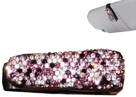 Yianyal Clip de gafas para parasoles de coche, soporte de gafas de sol para coche, soporte de gafas de sol de estrás para parasoles de coche, clip de almacenamiento