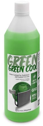 ERRECHOME Green Cool, Green Coolant and Antifreeze -20°C/+106°C, Formulation with organic-based OAT inhibitor package, G12, Ready to Use, 1 Litre