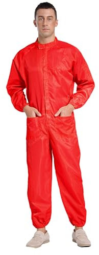 Yruioon Mono de trabajo unisex para hombre, traje de protección antiestático con bolsillos con cremallera, traje de cuerpo completo, ropa de trabajo artesanal industrial, naranja, XXL